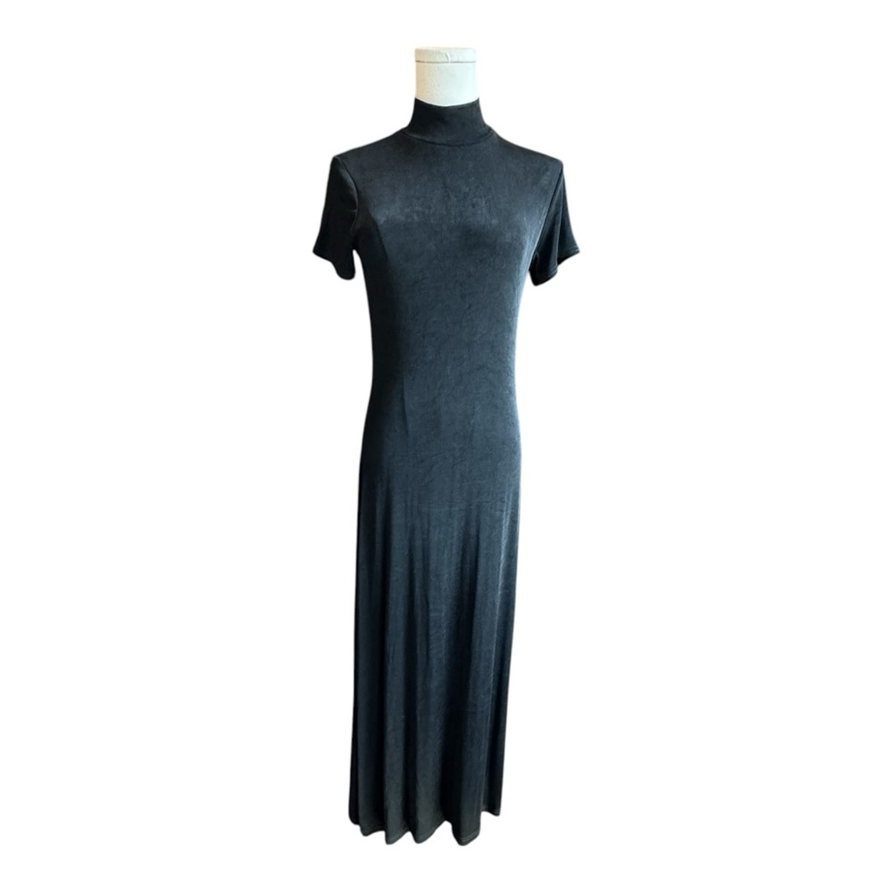 👗 Moda Int’l Midi Short Sleeve Stretch Sheath Dress with Mock Neck Womens Small